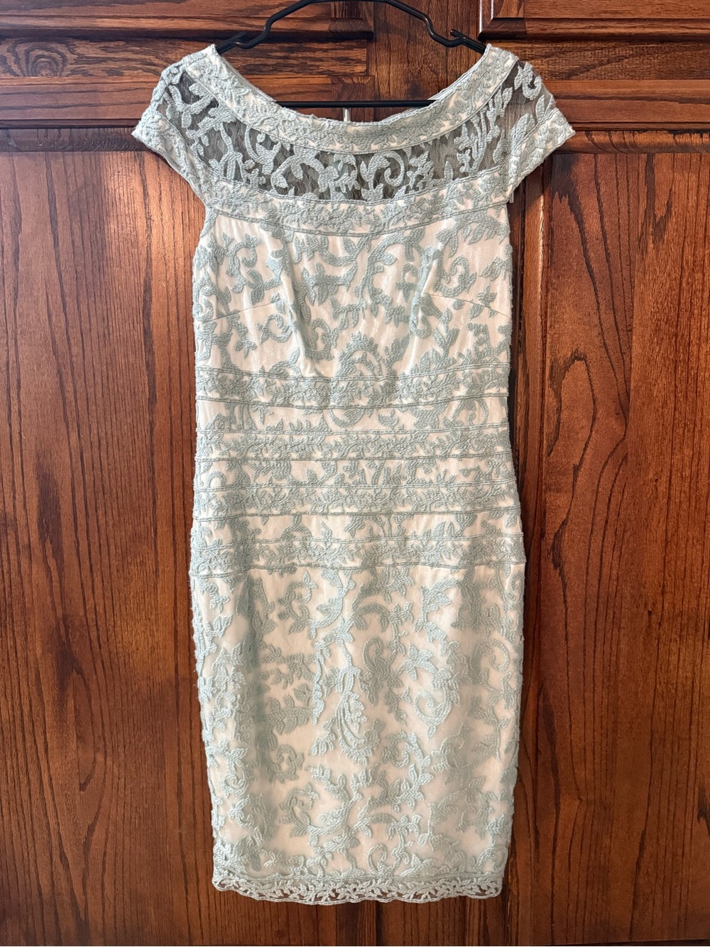 Tadashi Shoji Elegant Light Blue Lace Sheath Dress